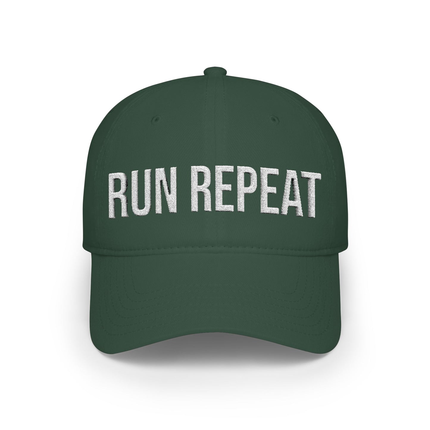 Run Repeat cap on model - buy embroidered low profile running hat runner gift MotionCell