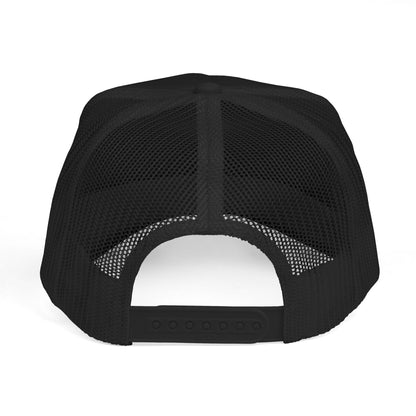 Padel Club Hat in Black back view — mesh panel and snap closure detail