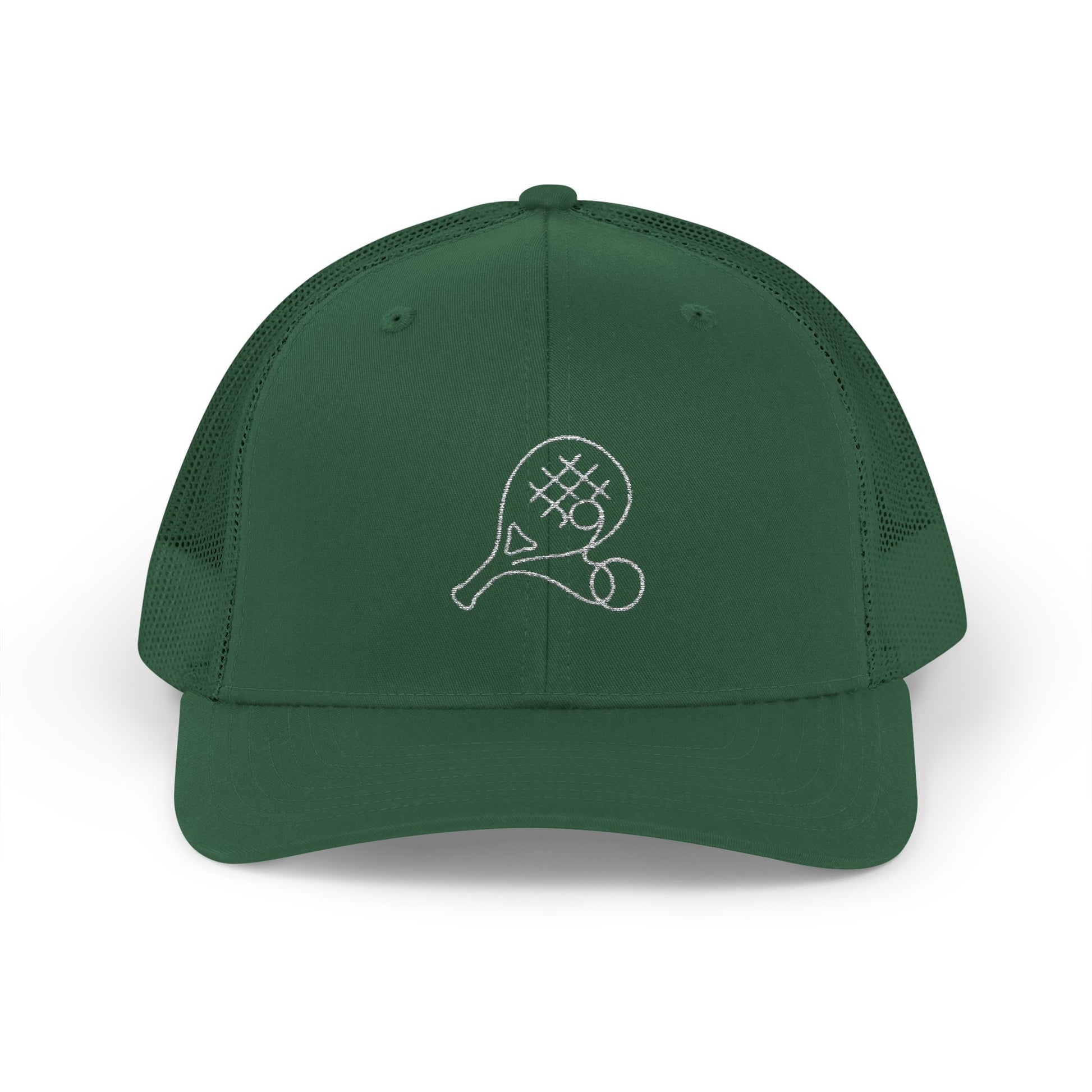 Embroidered Padel Icon Trucker Cap by MotionCell, mesh back panel