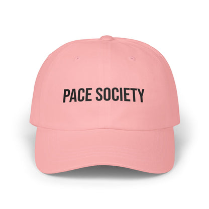 Pace Society embroidered hat detail - flat thread front panel dad cap close-up