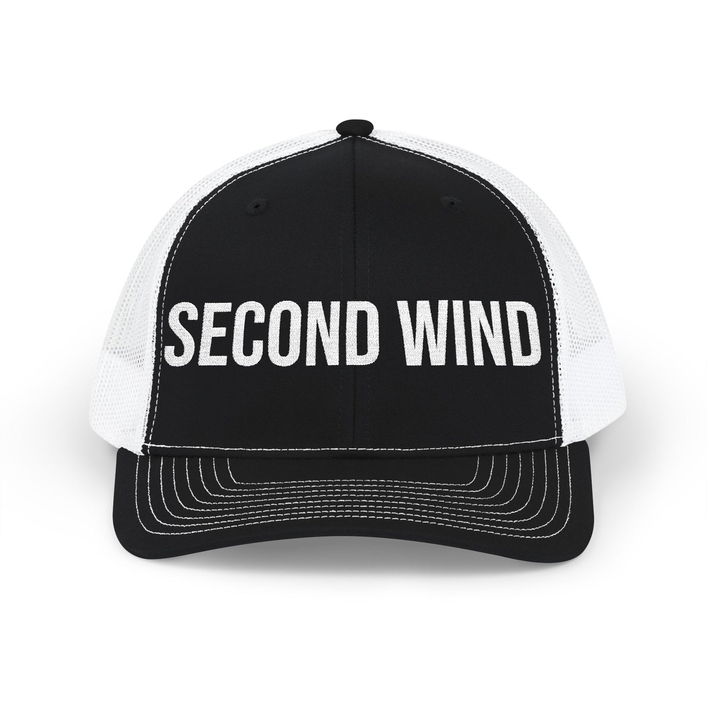 Buy Second Wind embroidered trucker cap - vintage snapback running hat MotionCell front view