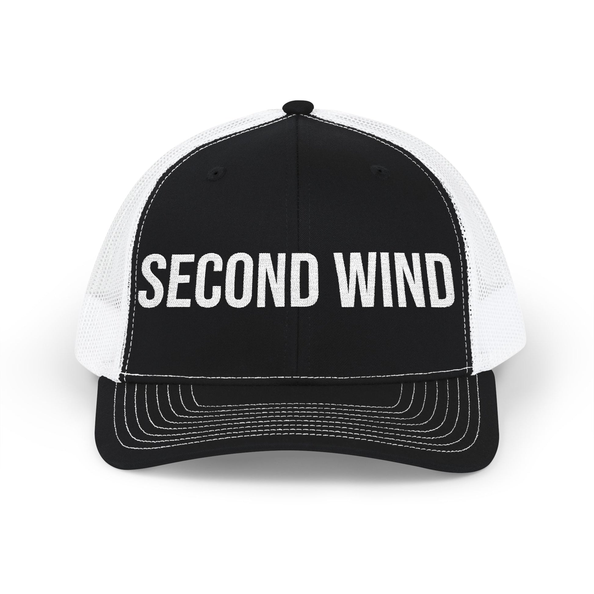 Buy Second Wind embroidered trucker cap - vintage snapback running hat MotionCell front view
