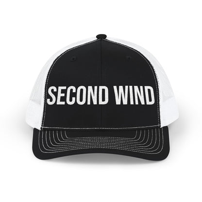 Buy Second Wind embroidered trucker cap - vintage snapback running hat MotionCell front view