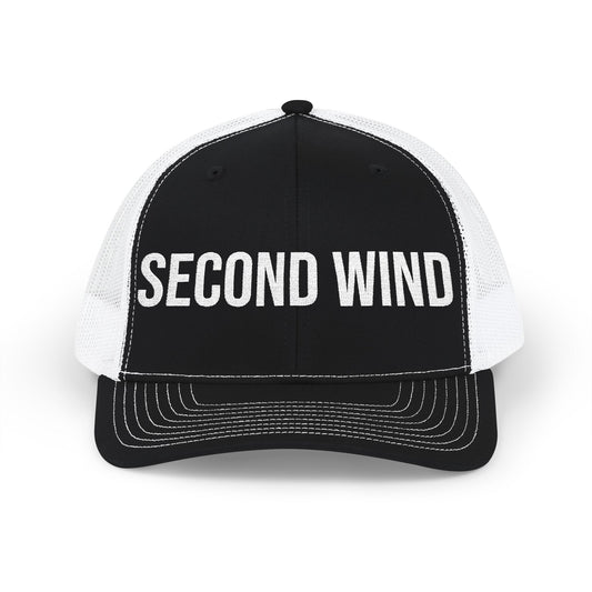 Buy Second Wind embroidered trucker cap - vintage snapback running hat MotionCell front view