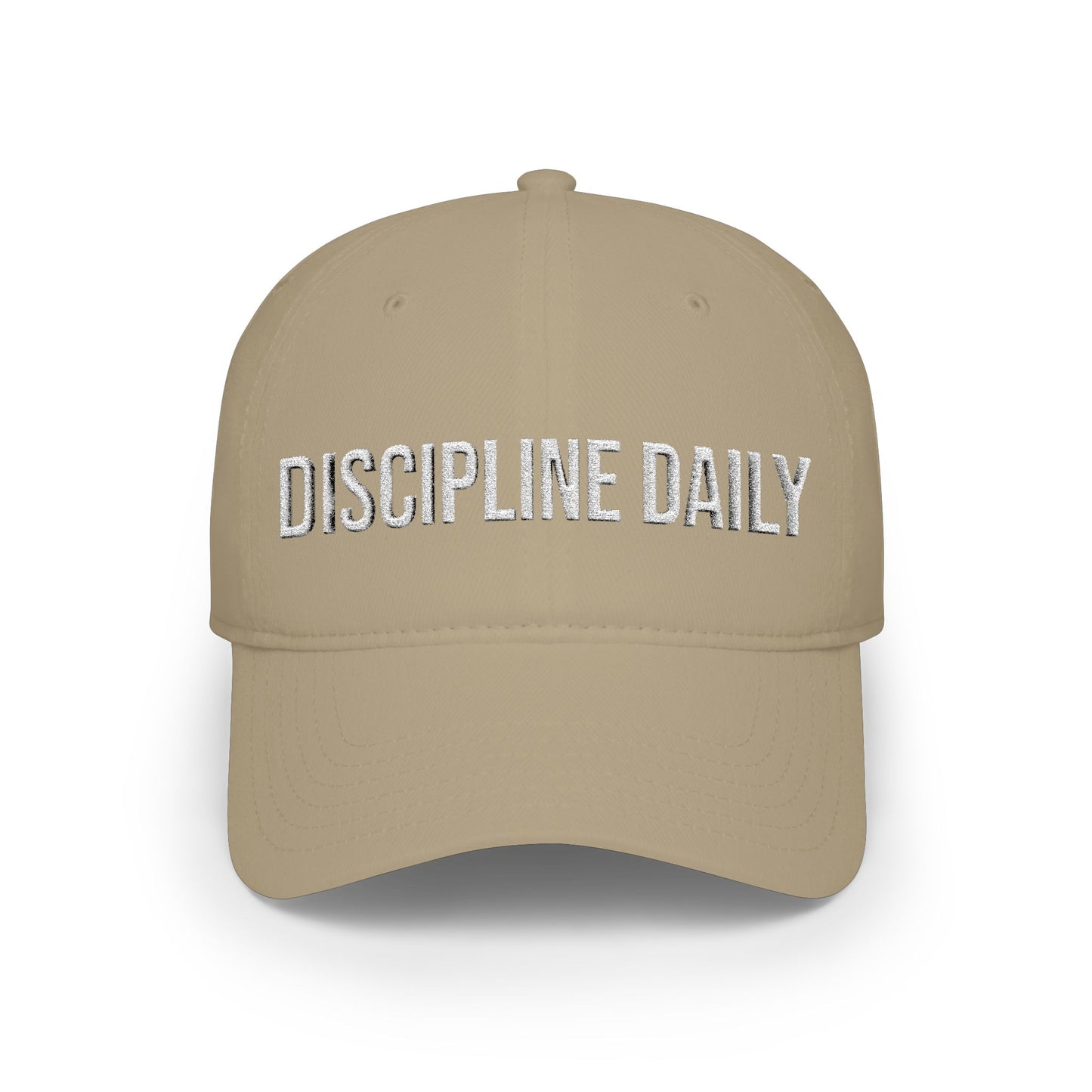 Discipline Daily low profile cap side view - structured adjustable embroidered running hat