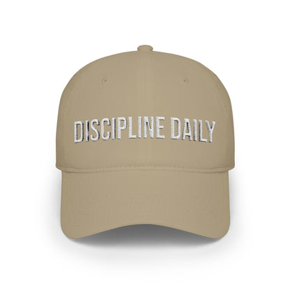 Discipline Daily low profile cap side view - structured adjustable embroidered running hat