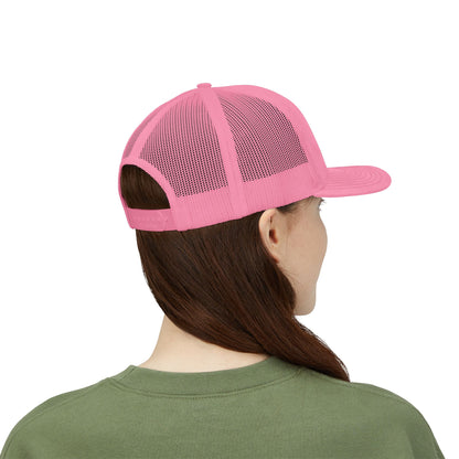Embroidered Padel Icon Trucker Cap by MotionCell, back view with adjustable strap