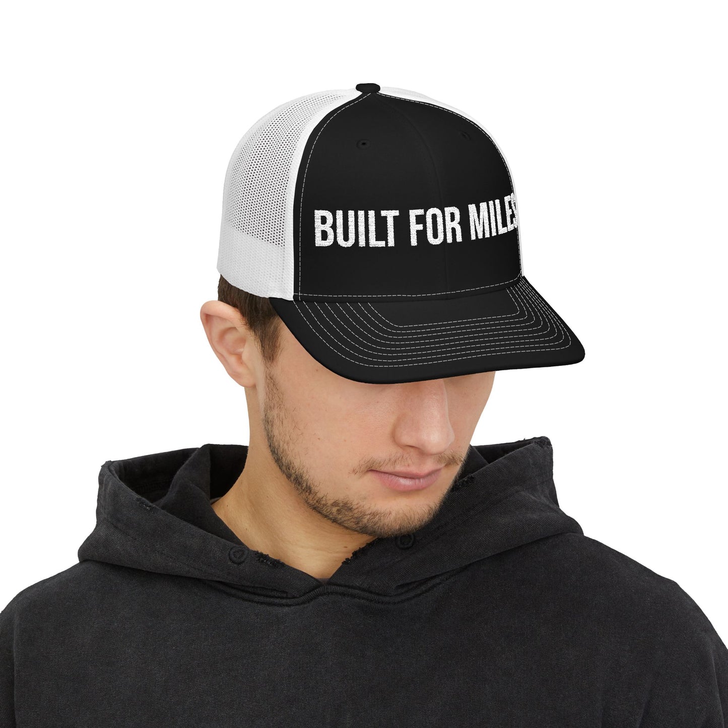 Built For Miles running hat lifestyle - buy embroidered rugged trucker cap runner gift