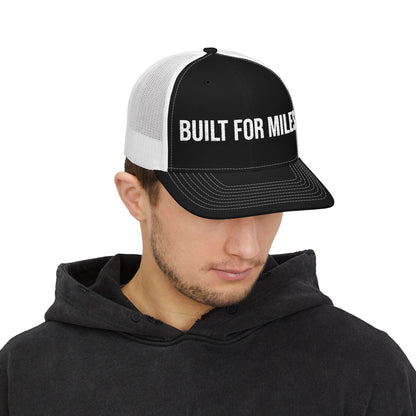 Built For Miles running hat lifestyle - buy embroidered rugged trucker cap runner gift