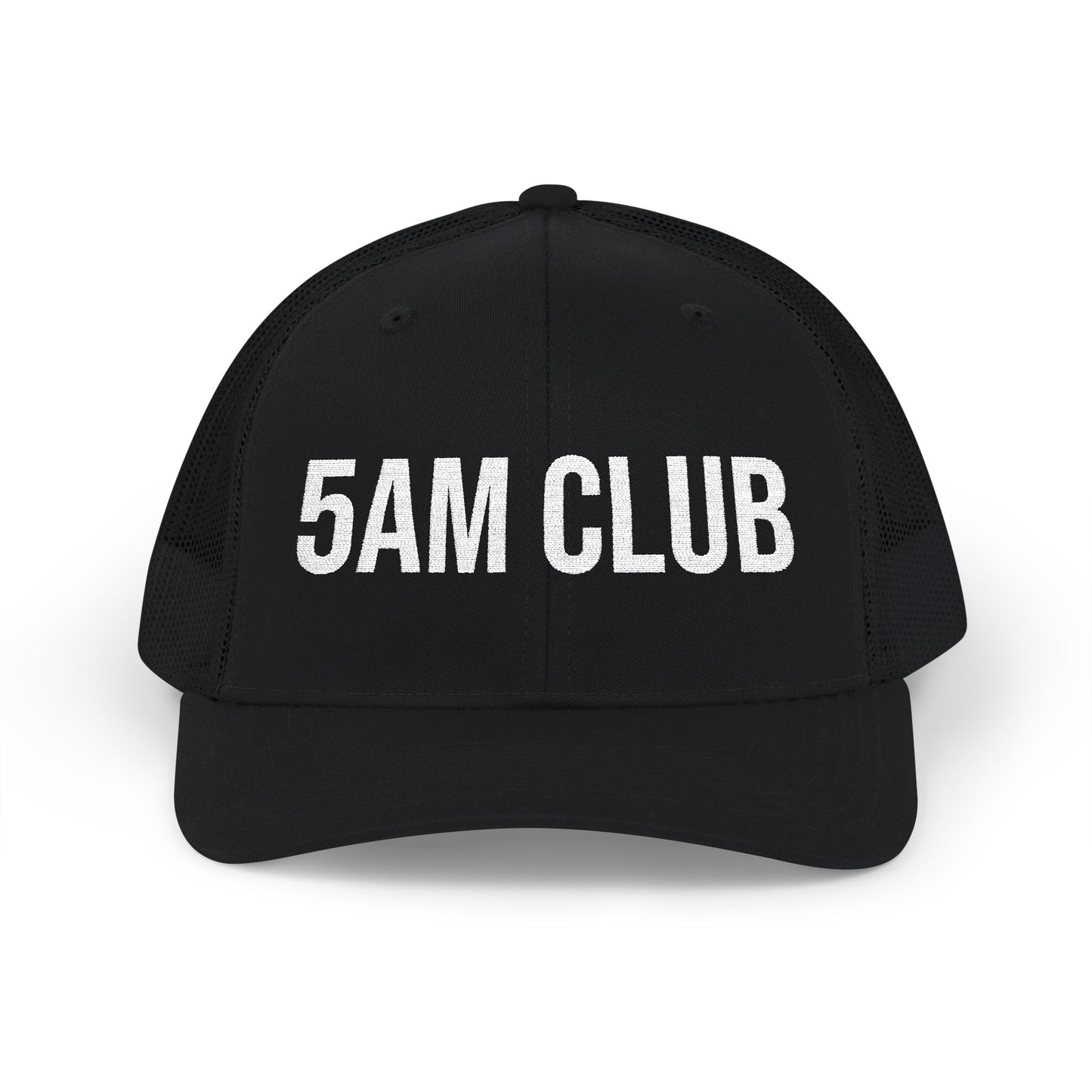 5AM Club trucker cap on model - buy embroidered snapback running hat early morning