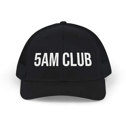 5AM Club trucker cap on model - buy embroidered snapback running hat early morning