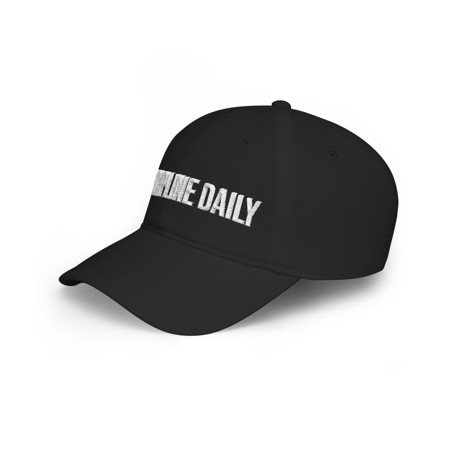 Discipline Daily embroidered front panel detail - flat thread running cap close-up
