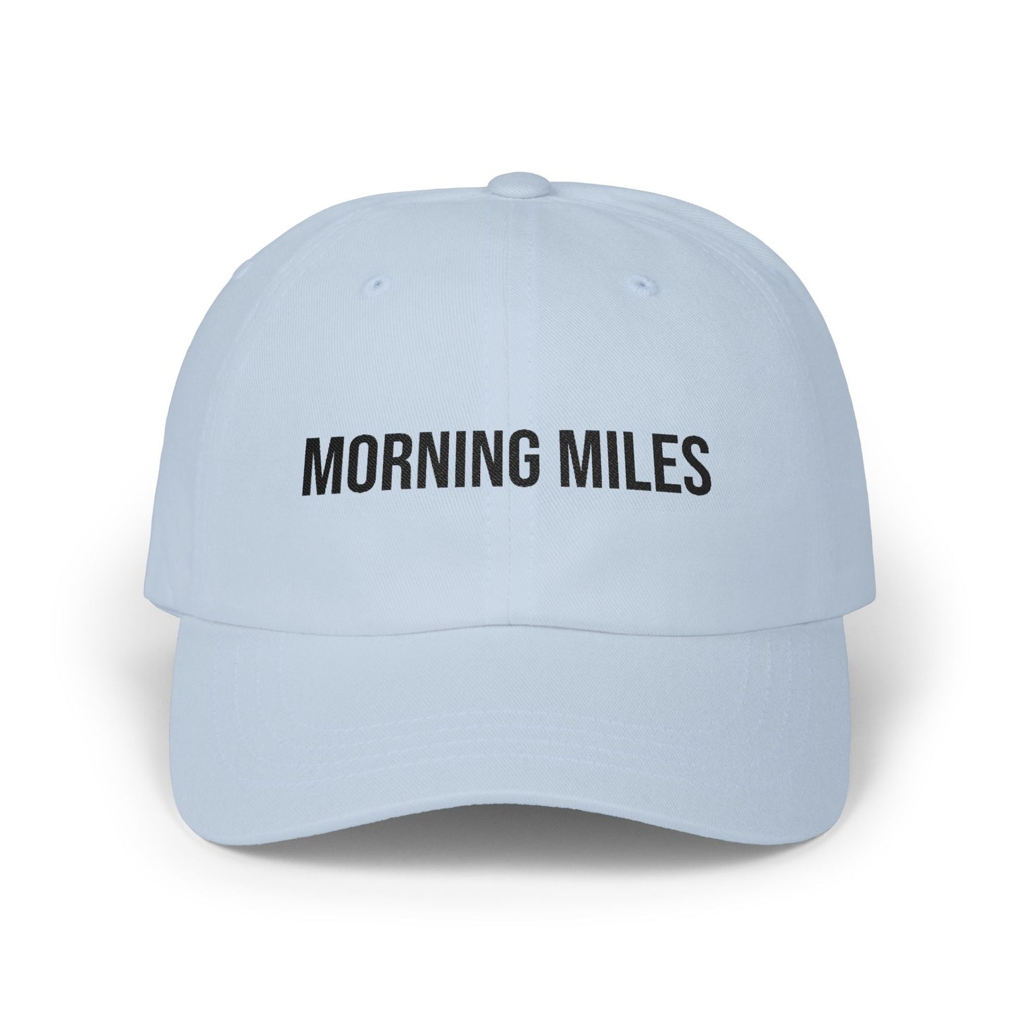 Morning Miles dad cap top view - buy embroidered white running hat MotionCell