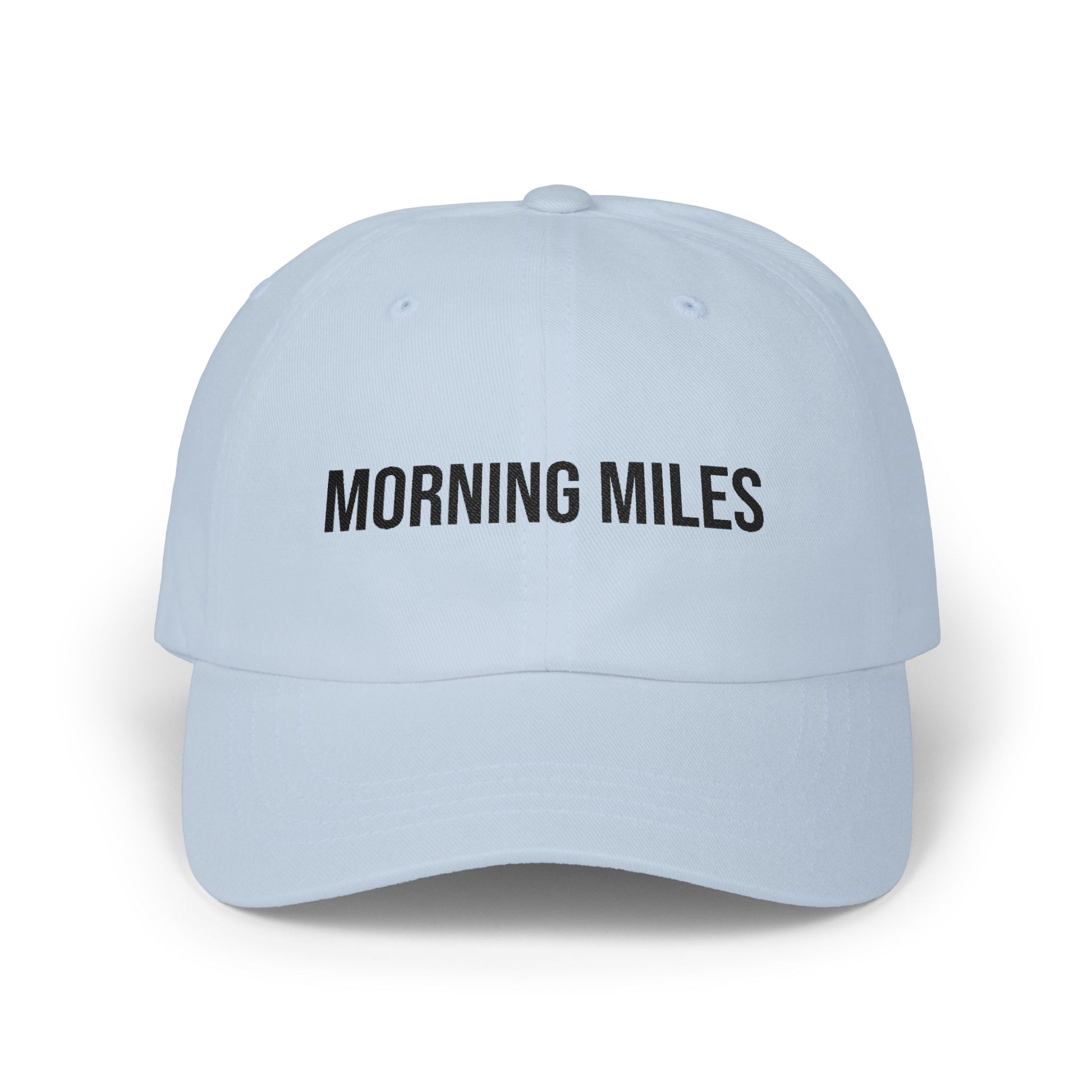 Morning Miles dad cap top view - buy embroidered white running hat MotionCell