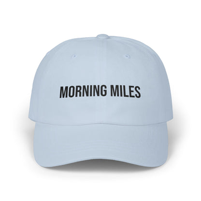 Morning Miles dad cap top view - buy embroidered white running hat MotionCell