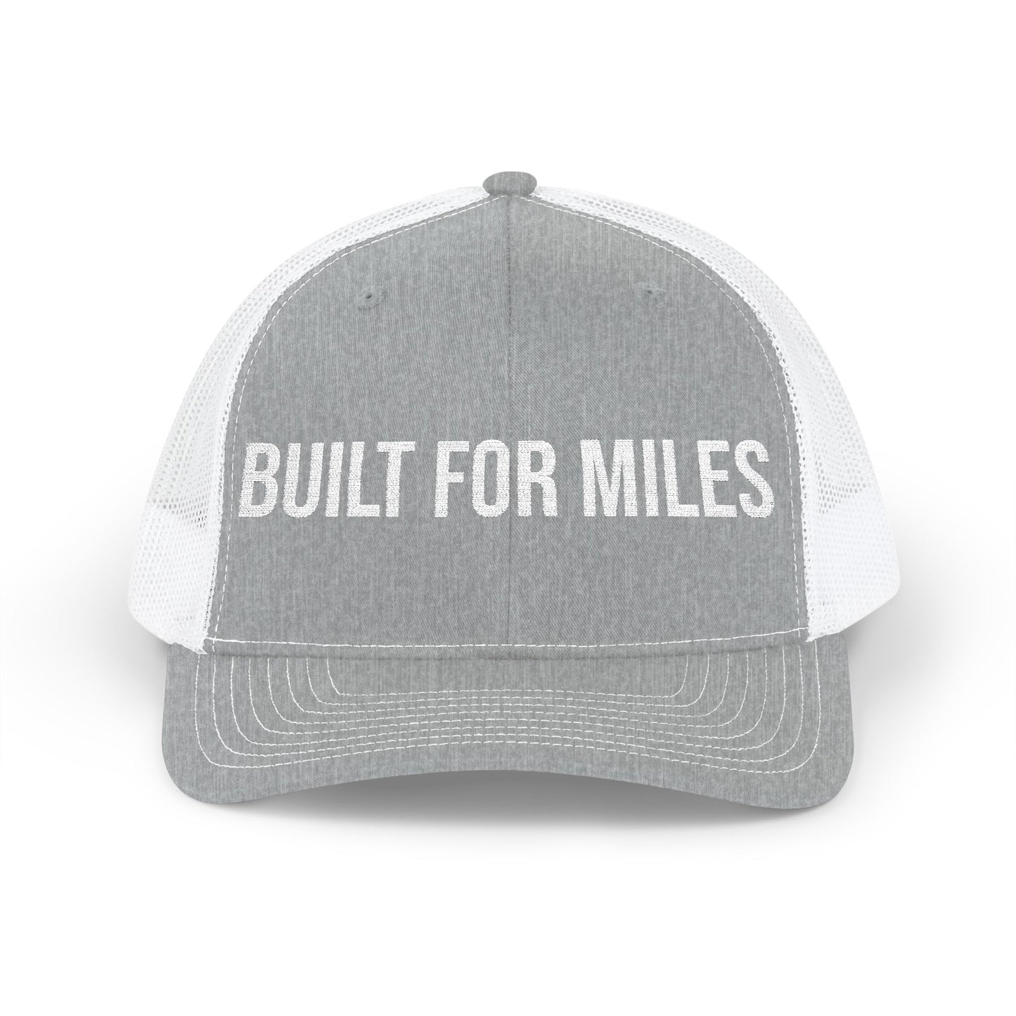 Built For Miles trucker cap back view - flat snapback closure mesh running hat