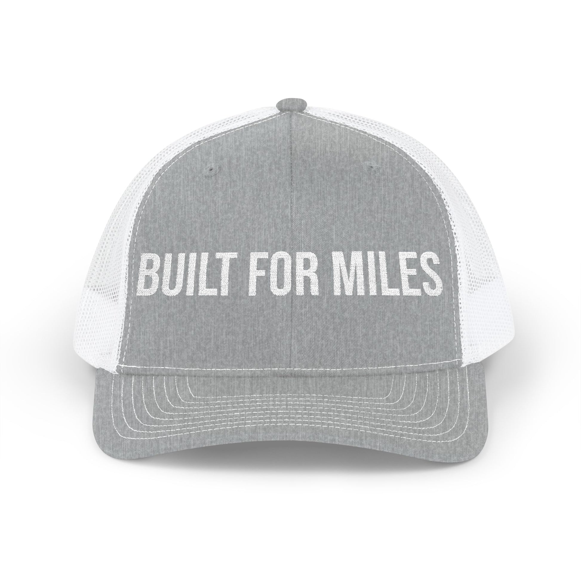 Built For Miles trucker cap back view - flat snapback closure mesh running hat