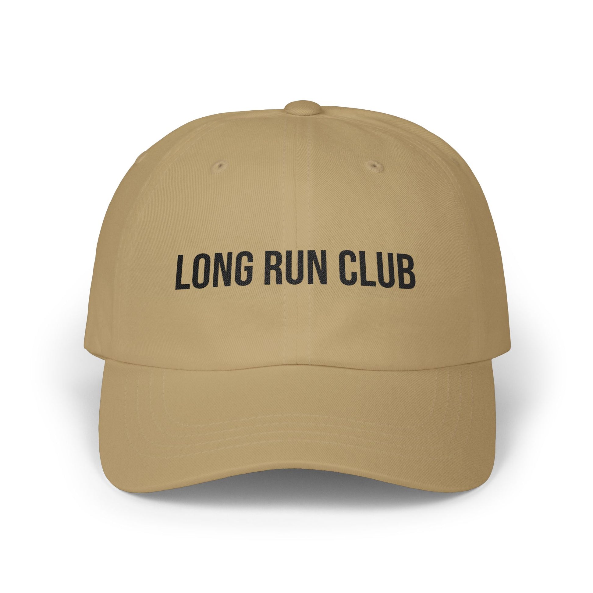 Long Run Club running hat on model - buy embroidered dad cap for distance runners