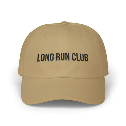 Long Run Club running hat on model - buy embroidered dad cap for distance runners