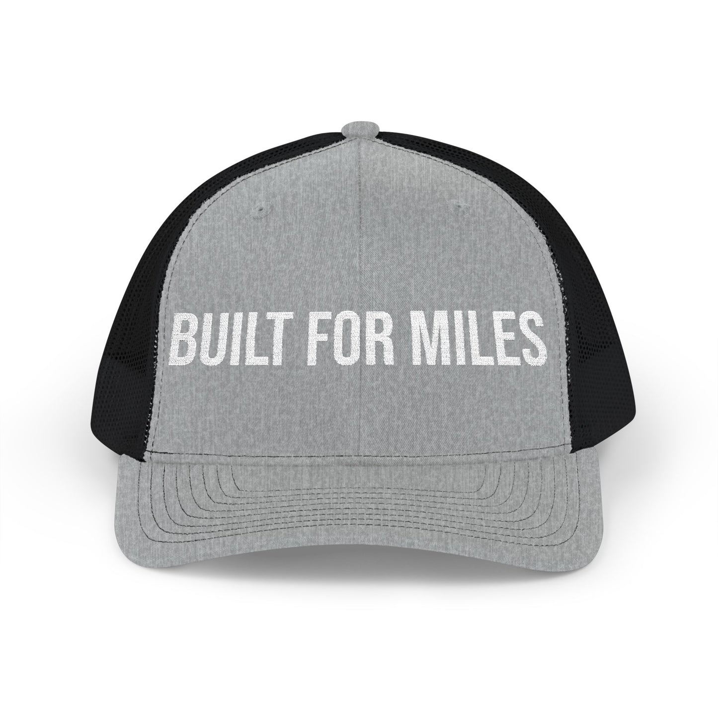 Built For Miles trucker cap on model - buy embroidered snapback running hat