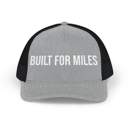 Built For Miles trucker cap on model - buy embroidered snapback running hat