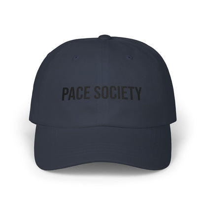 Pace Society Dad Cap in Navy — minimalist embroidered baseball hat, front view