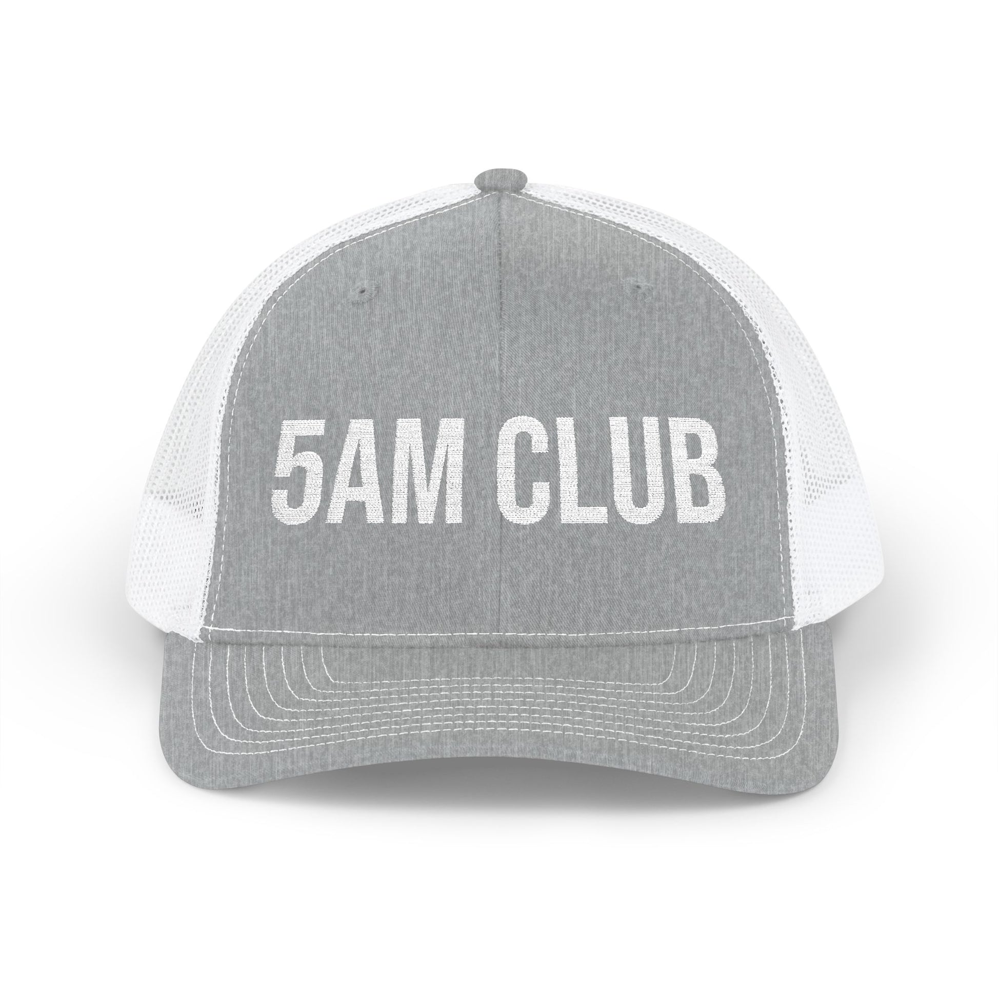 5AM Club trucker hat flat lay - buy embroidered snapback cap MotionCell