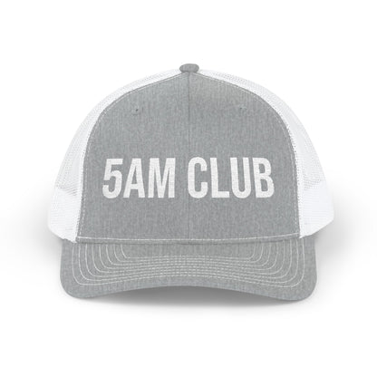 5AM Club trucker hat flat lay - buy embroidered snapback cap MotionCell