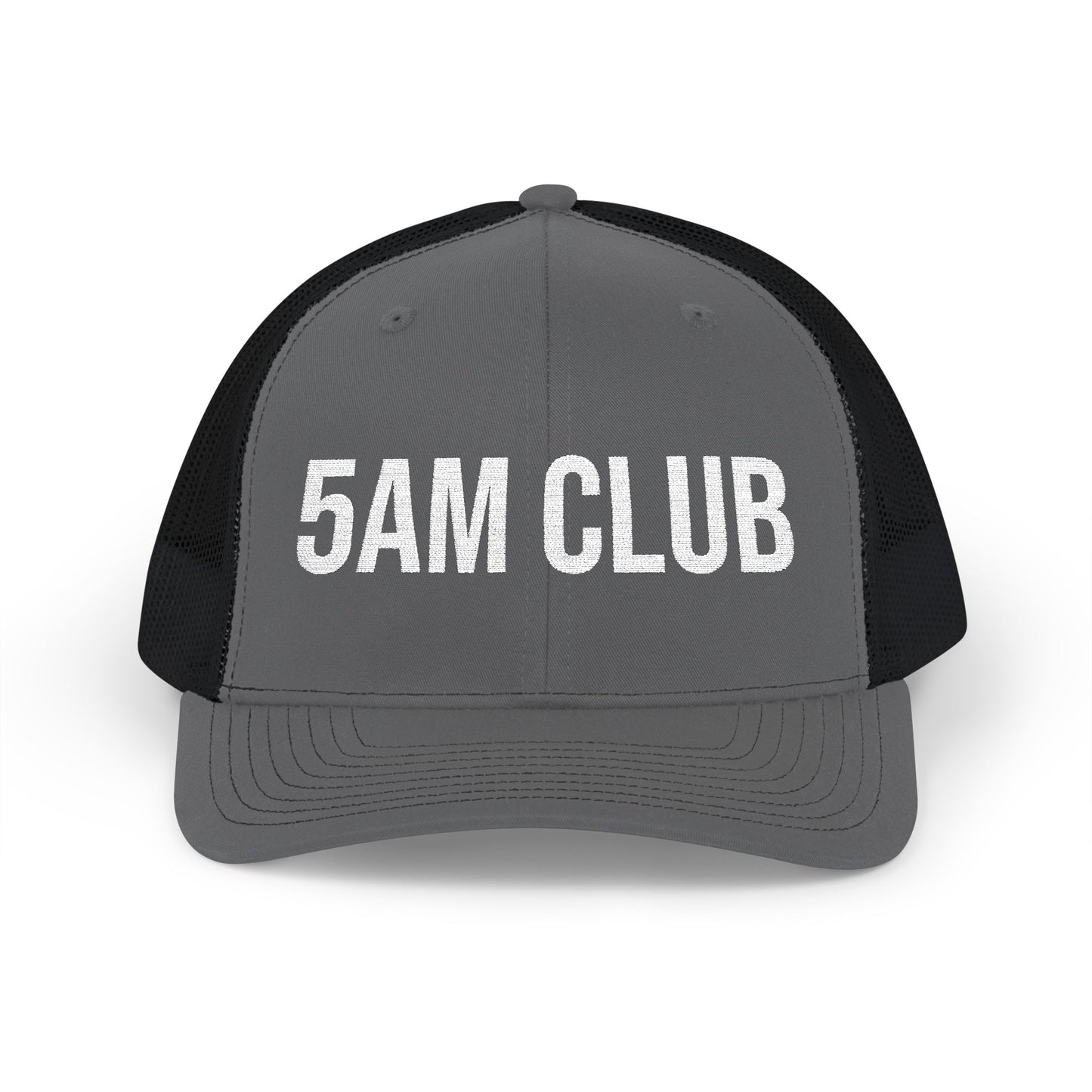 5AM Club hat top view - shop embroidered mesh trucker running cap