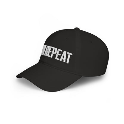 Run Repeat baseball cap back view - adjustable closure embroidered low profile running hat