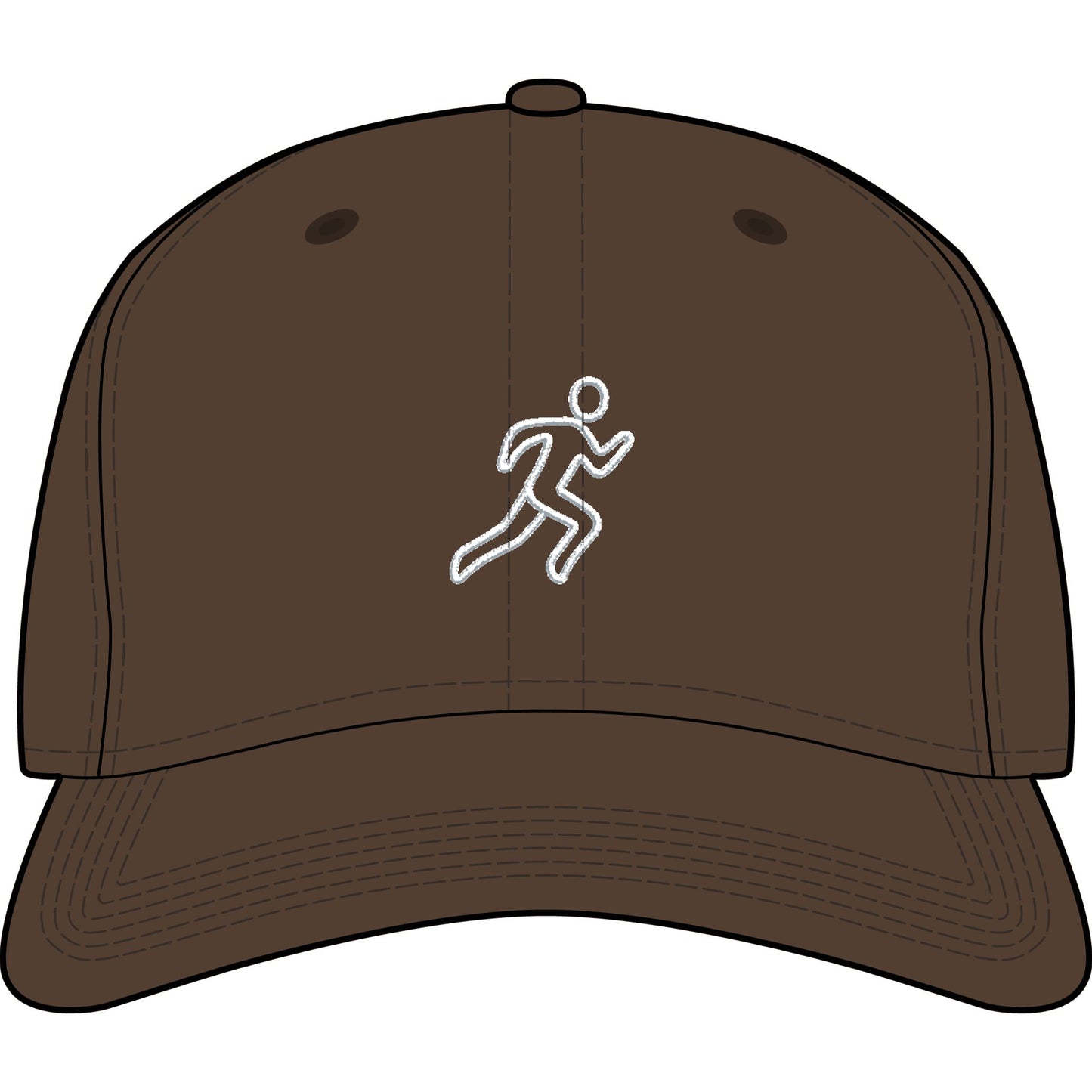 Embroidered Running Icon Cap in Walnut, front view — minimalist running hat for everyday miles
