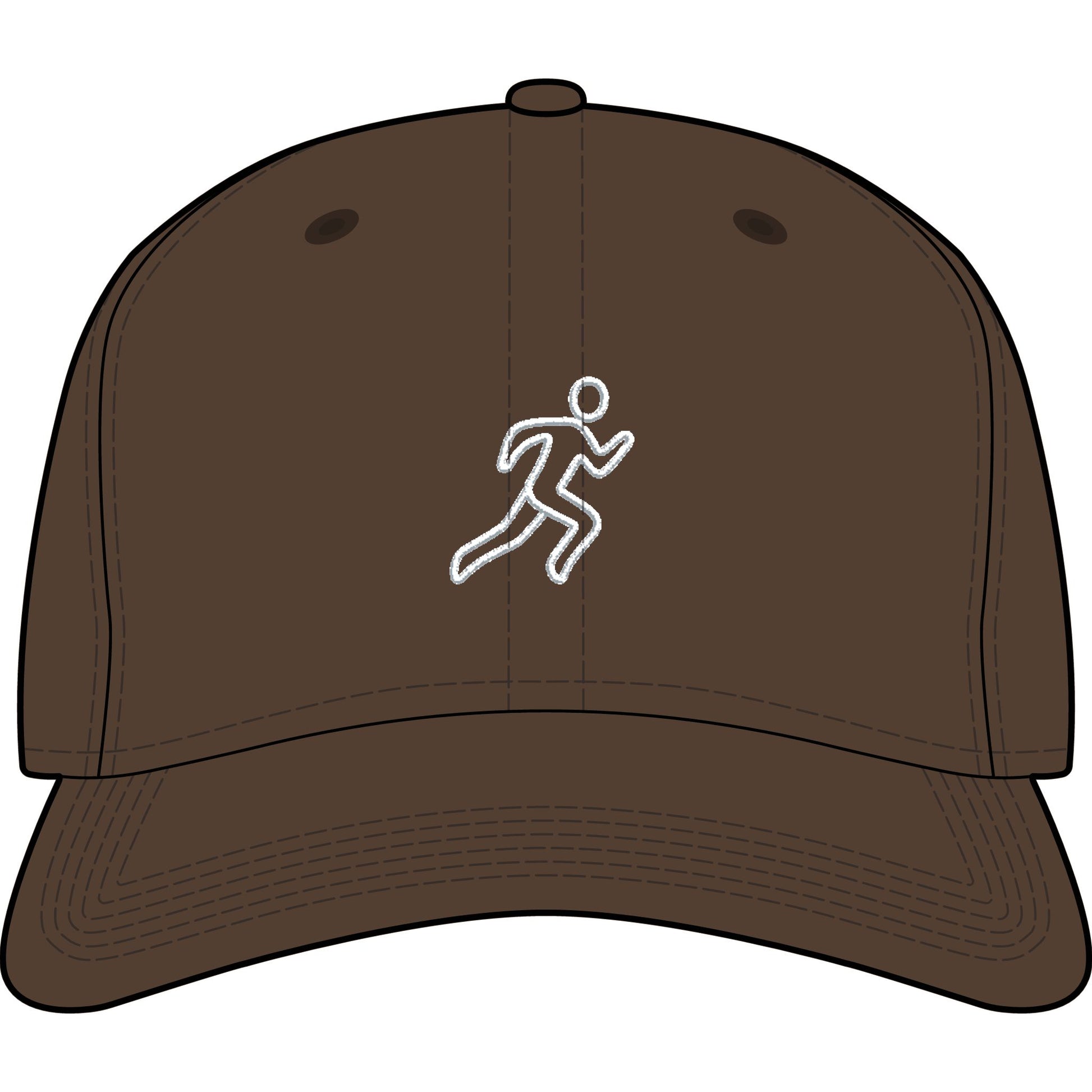 Embroidered Running Icon Cap in Walnut, front view — minimalist running hat for everyday miles