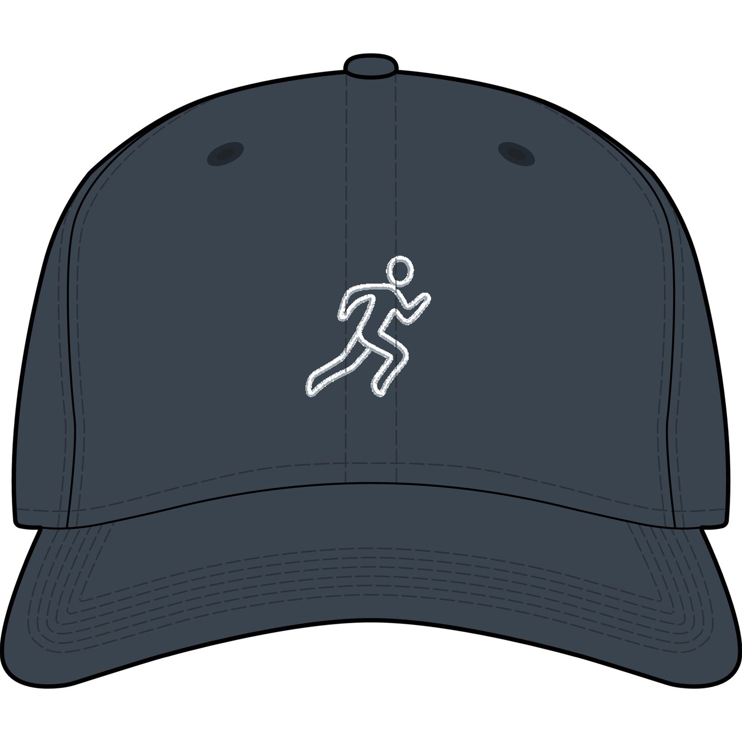 Embroidered Running Icon Cap in Petrol Blue, front view — minimalist running hat for everyday miles