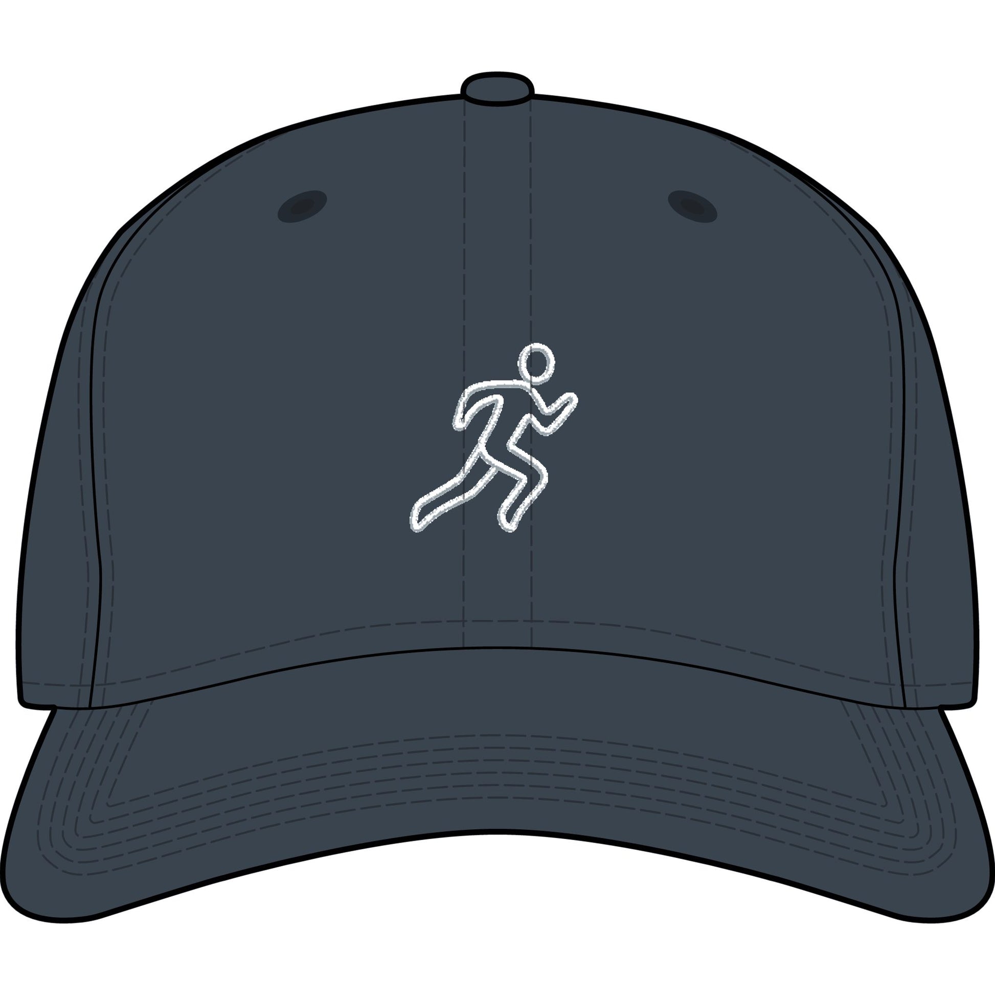 Embroidered Running Icon Cap in Petrol Blue, front view — minimalist running hat for everyday miles