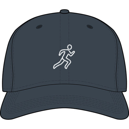 Embroidered Running Icon Cap in Petrol Blue, front view — minimalist running hat for everyday miles