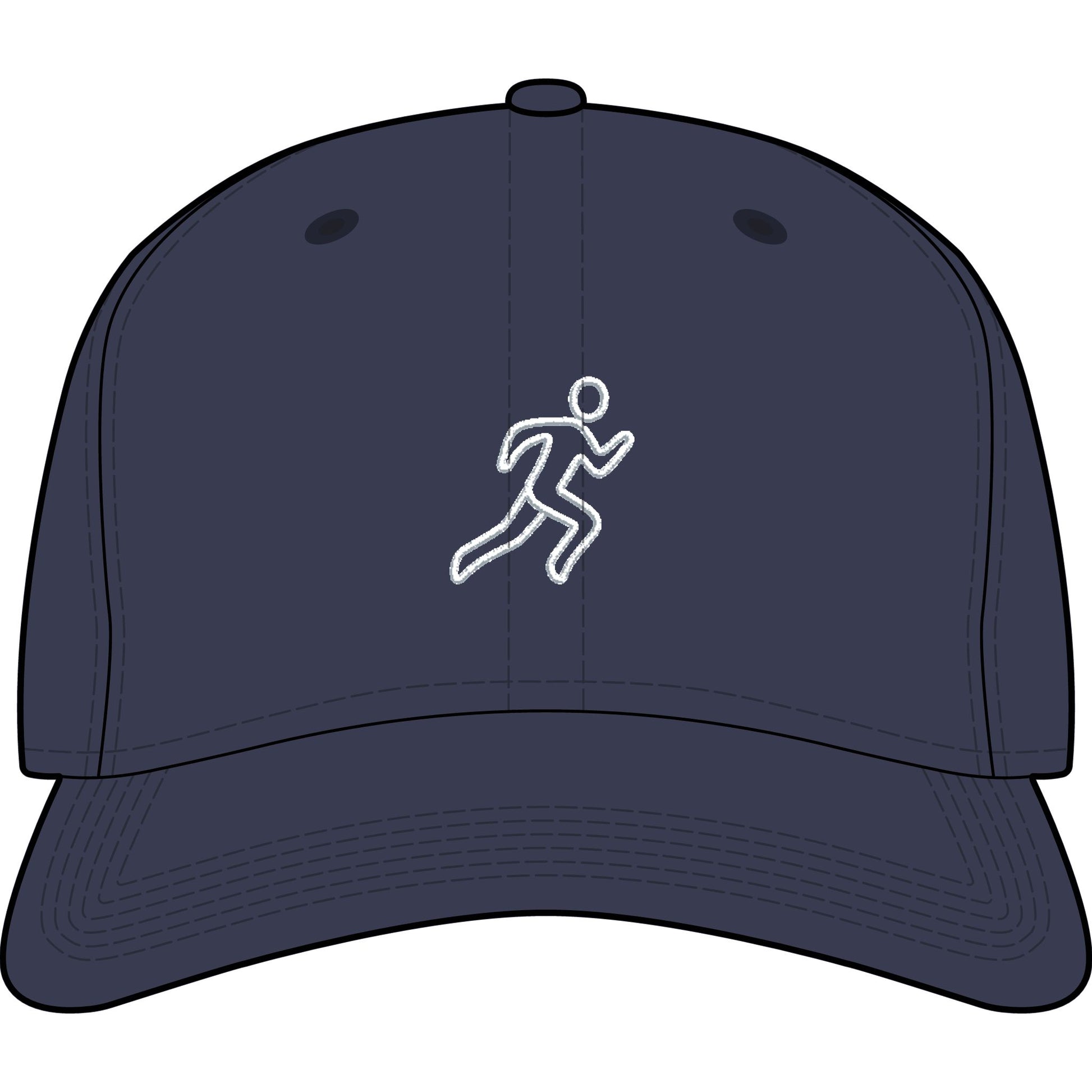 Embroidered Running Icon Cap in Midnight Blue, front view — minimalist running hat for everyday miles