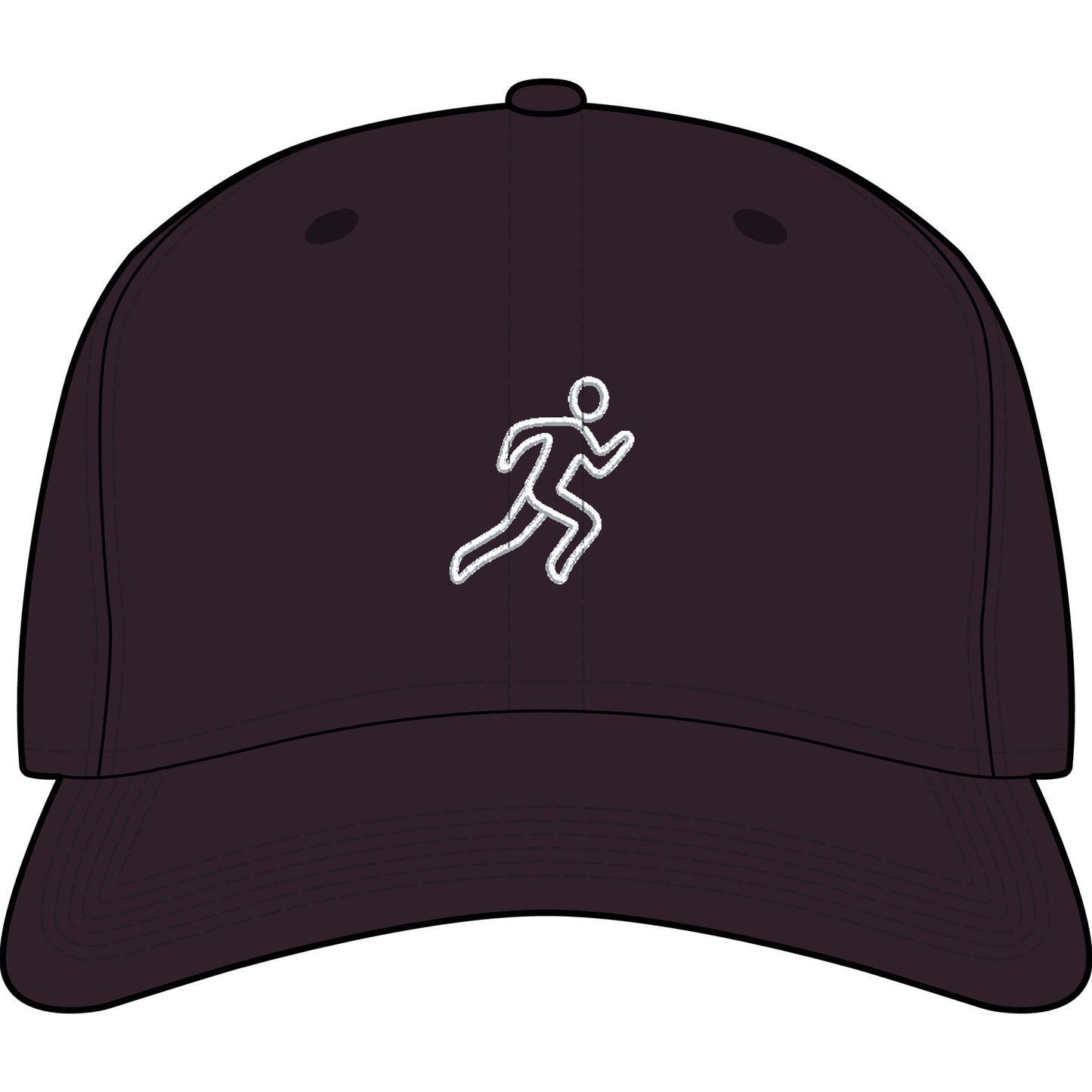 Embroidered Running Icon Cap in Plum, front view — minimalist running hat for everyday miles