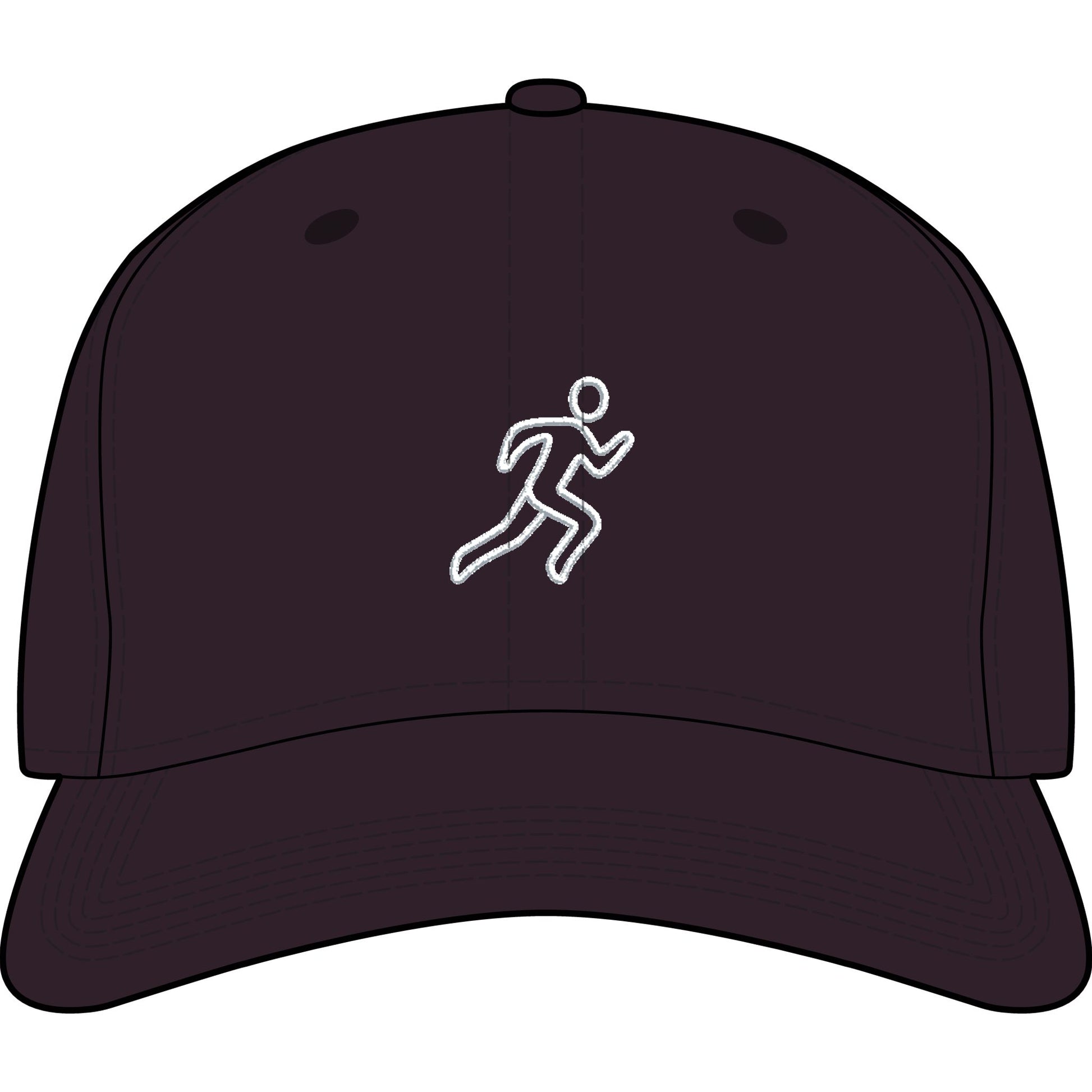 Embroidered Running Icon Cap in Plum, front view — minimalist running hat for everyday miles