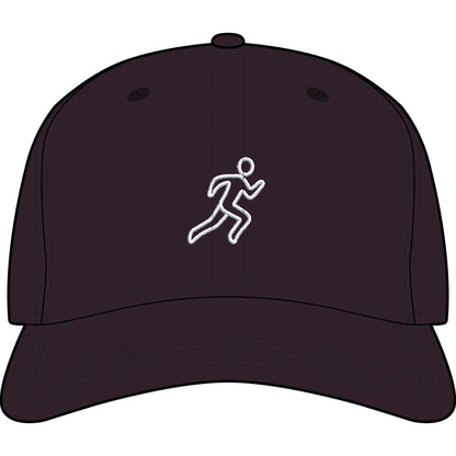 Embroidered Running Icon Cap in Plum, front view — minimalist running hat for everyday miles