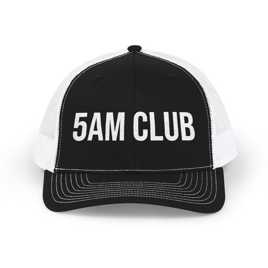 Buy 5AM Club embroidered snapback trucker cap - vintage early riser running hat MotionCell front view
