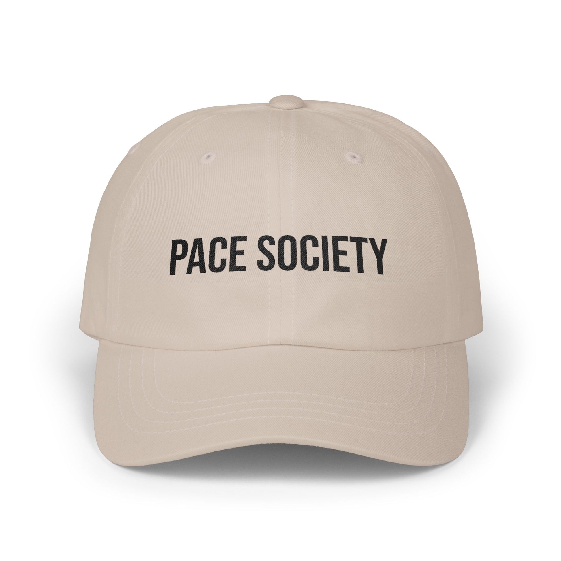 Pace Society dad cap front view - buy runner hat for structured pace training
