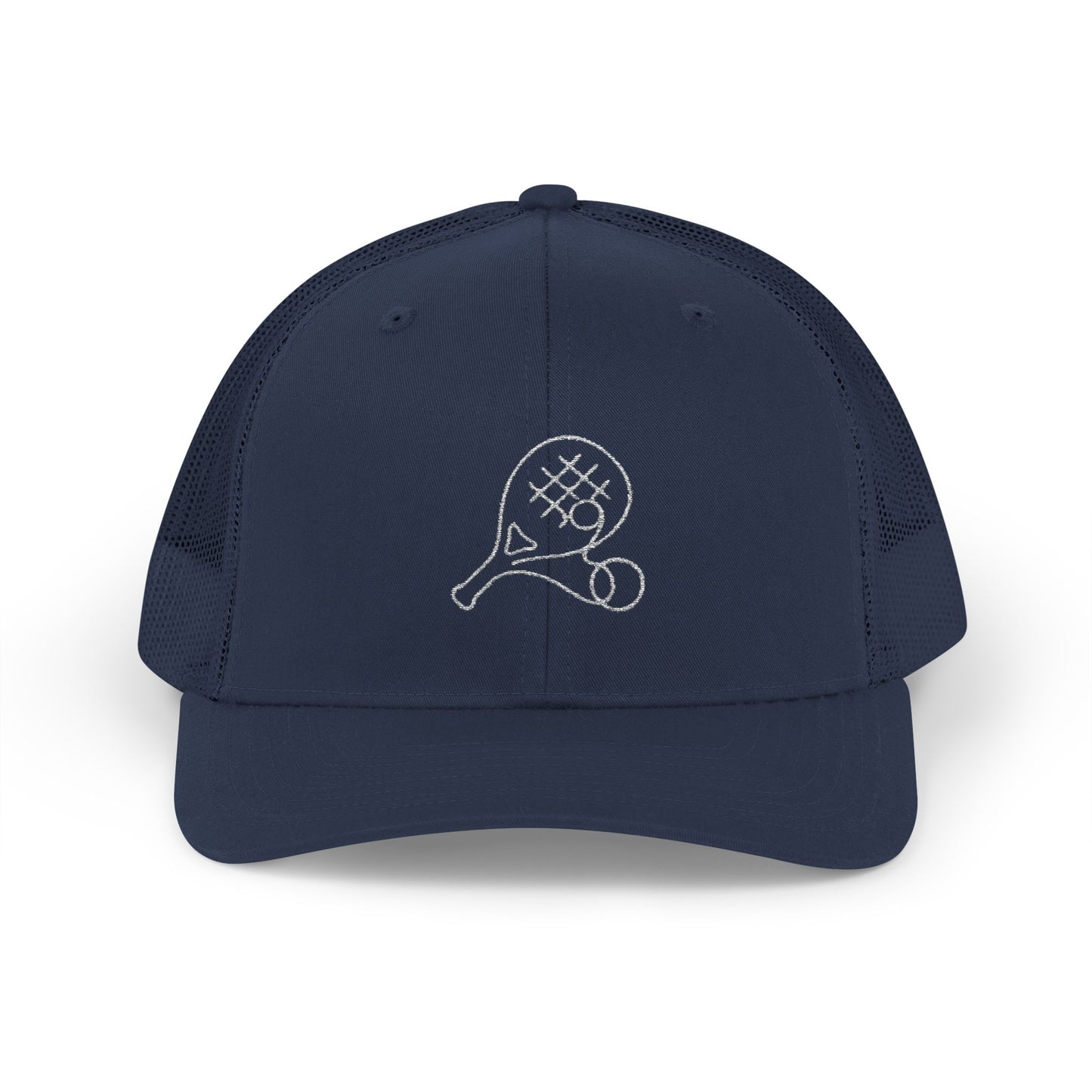 Embroidered Padel Icon Trucker Cap by MotionCell, adjustable snap closure