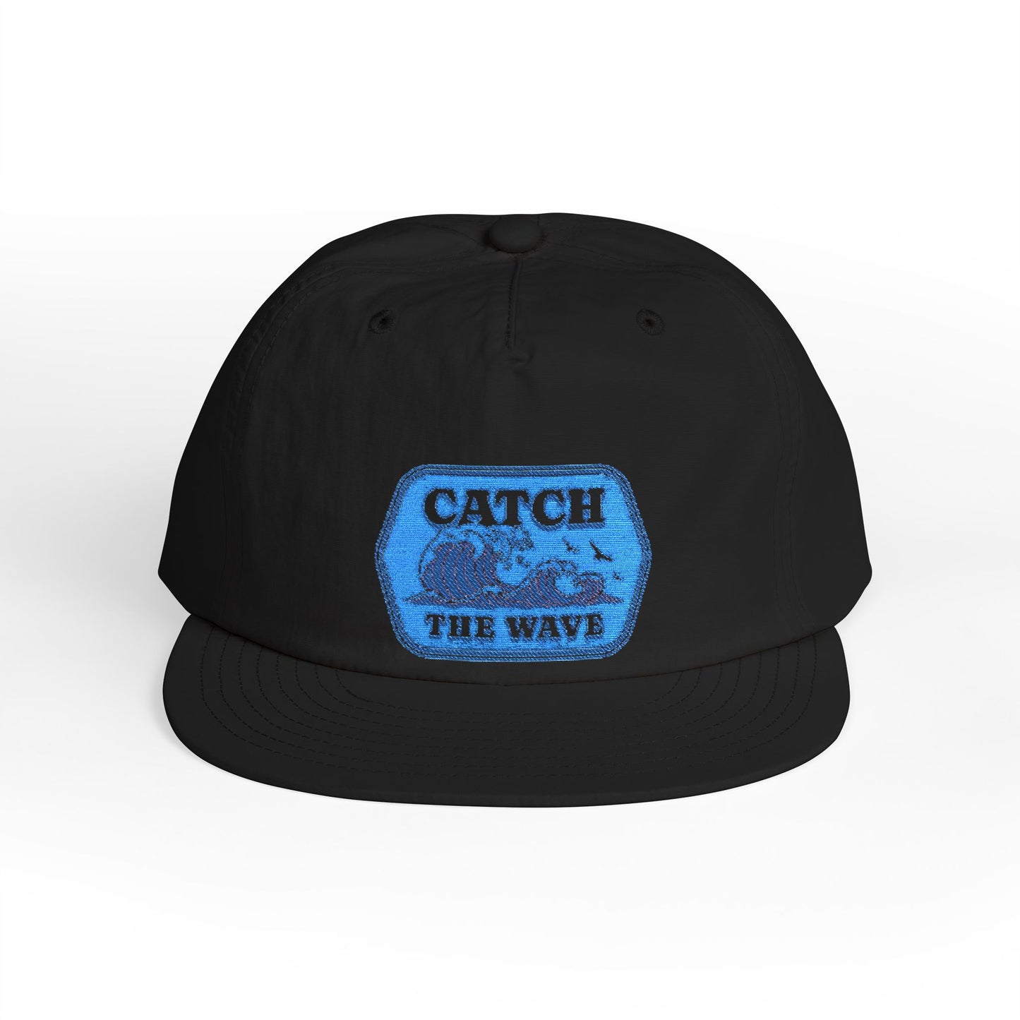 Surf Cap "Catch the Wave" Embroidered Black Cap