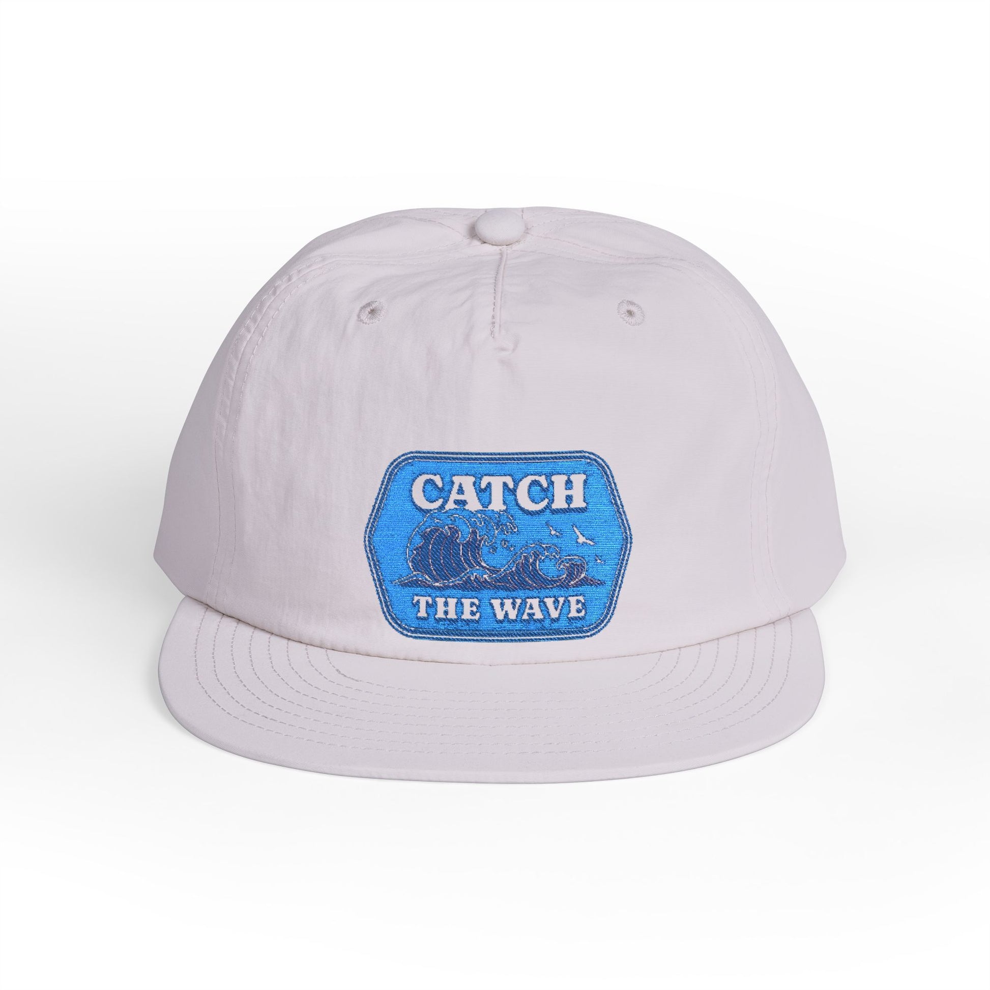 Surf Cap "Catch the Wave" Embroidered White Cap