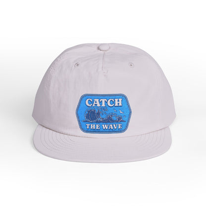 Surf Cap "Catch the Wave" Embroidered White Cap